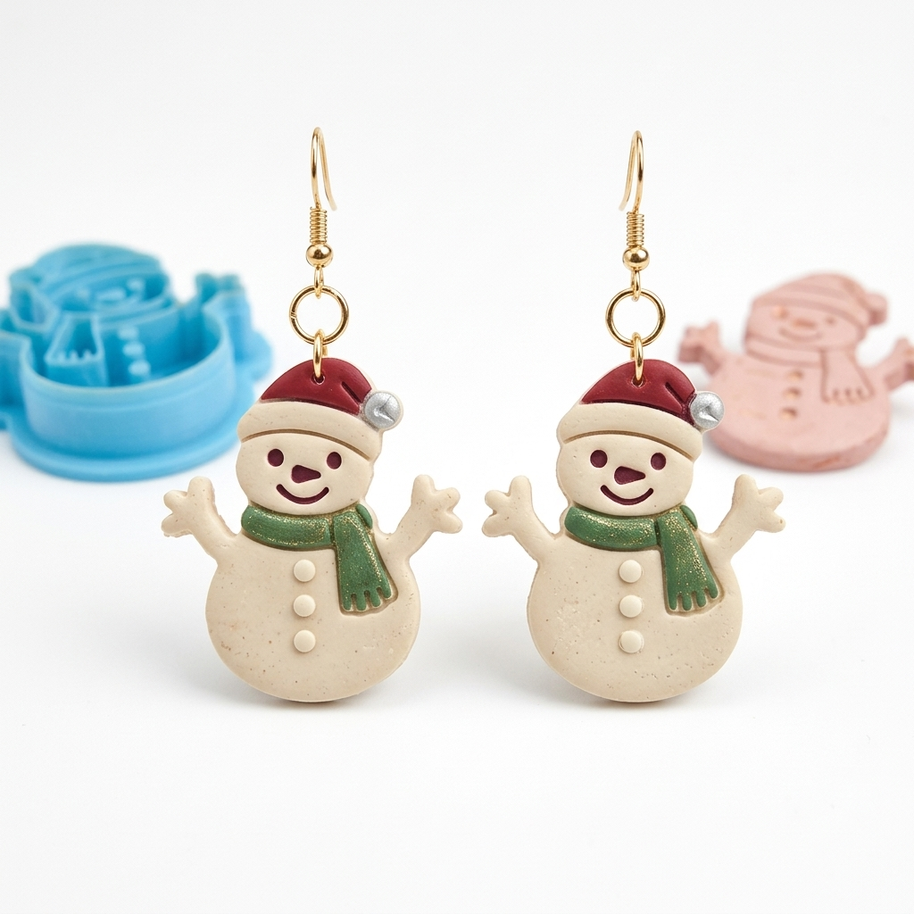 Cheerful Snowman Polymer Clay Cutter | Christmas Earring Tool