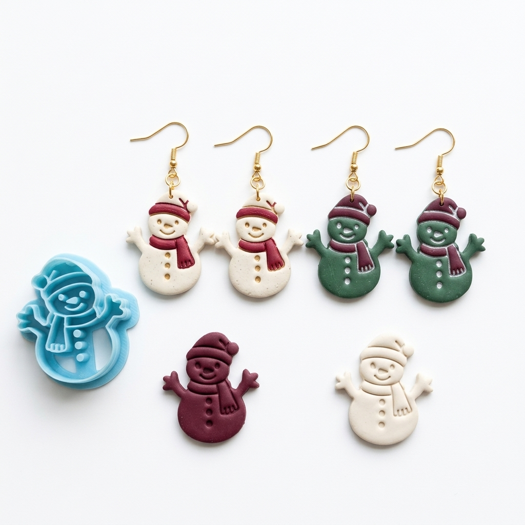 Cheerful Snowman Polymer Clay Cutter | Christmas Earring Tool