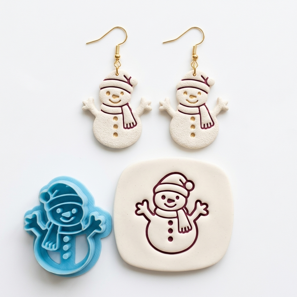 Cheerful Snowman Polymer Clay Cutter | Christmas Earring Tool