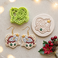 Cheerful Snowman in a Heart Frame Polymer Clay Cutter | Christmas Tool