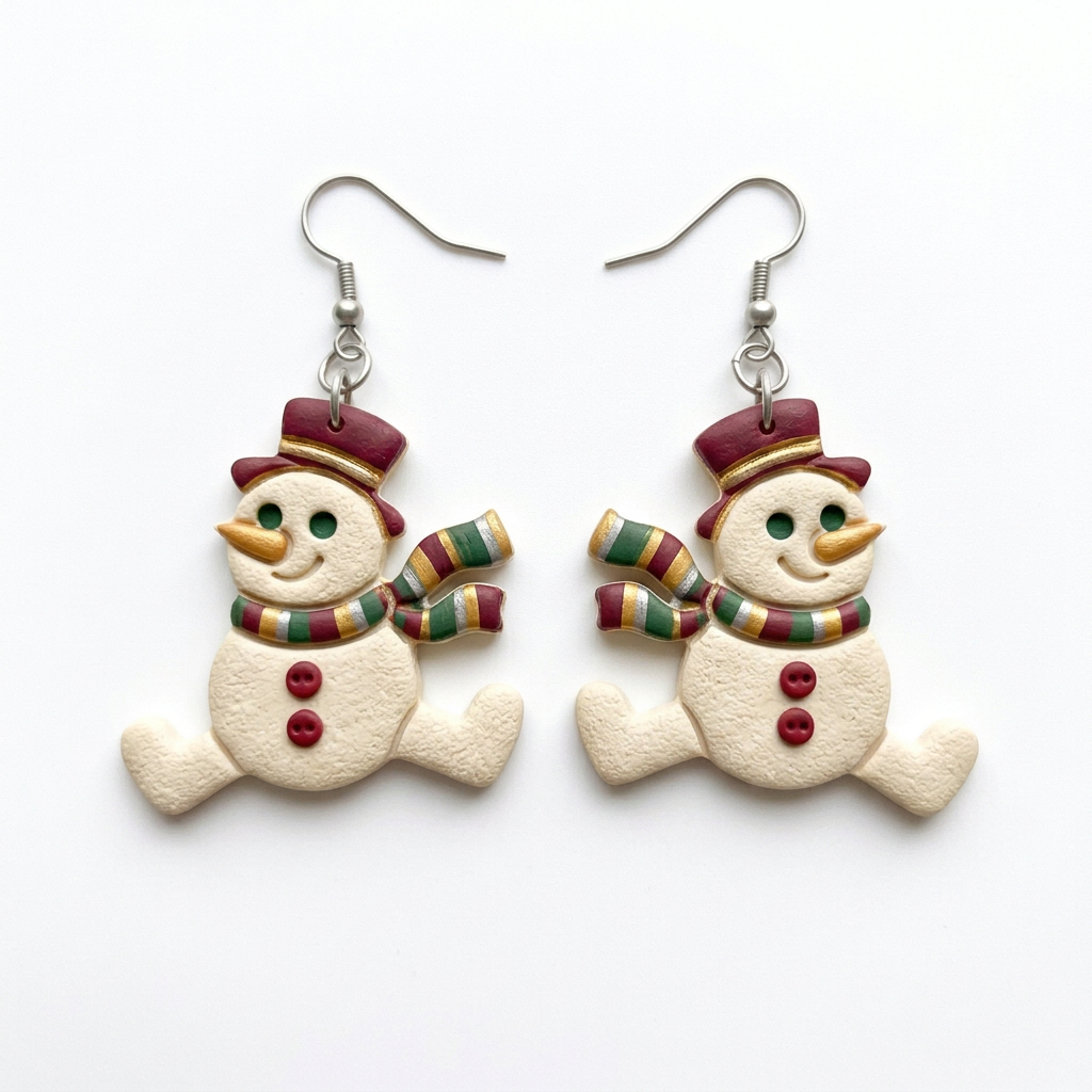 Cheerful Splayed Snowman with Top Hat Polymer Clay Cutter | Christmas Tool