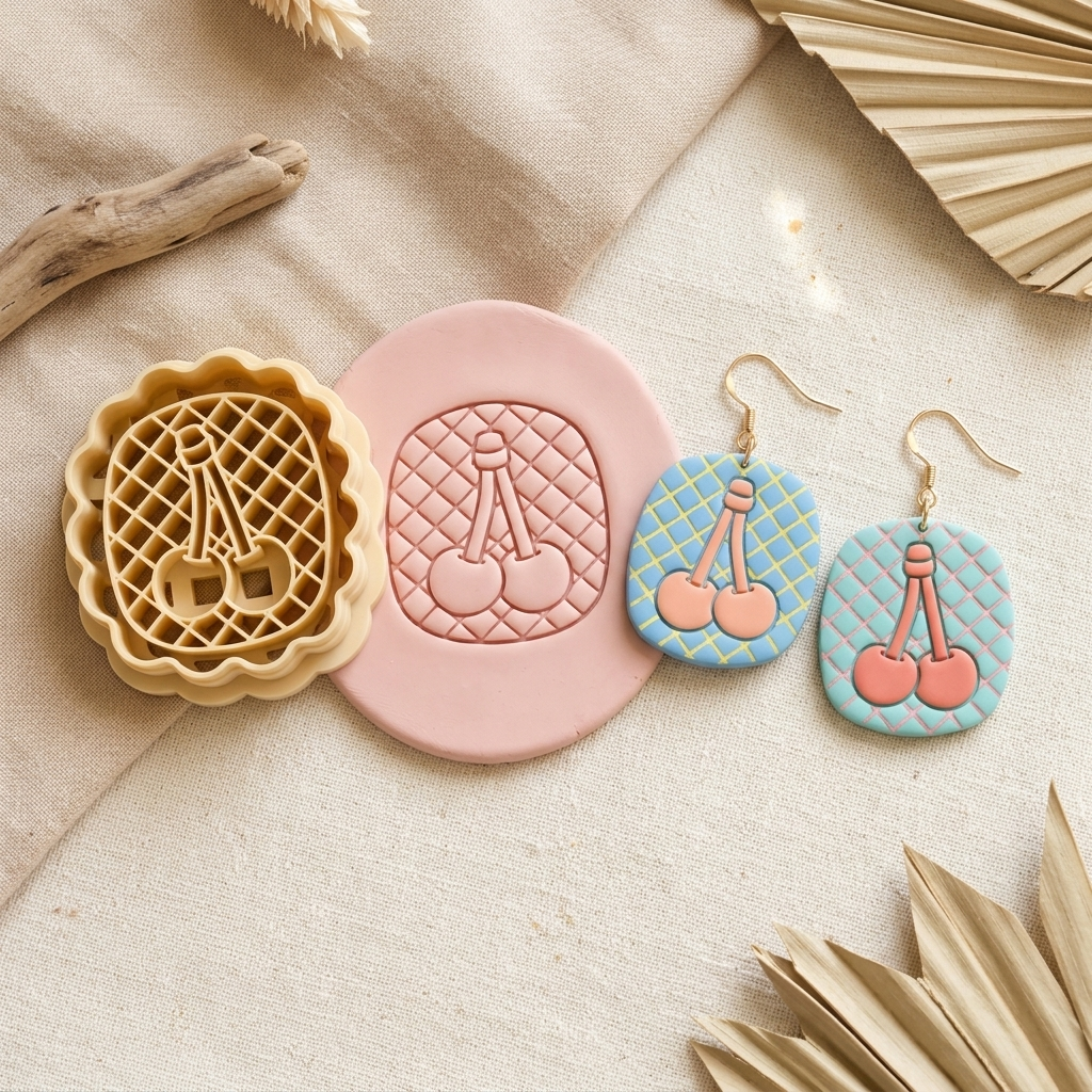 Cherry Cameo Polymer Clay Cutter | 25–45mm Vintage Earring Cutter | IrisCrafts7