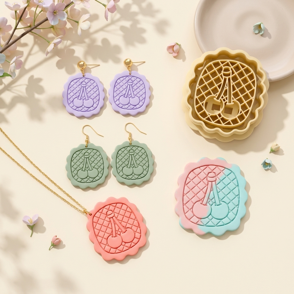 Cherry Cameo Polymer Clay Cutter | 25–45mm Vintage Earring Cutter | IrisCrafts7