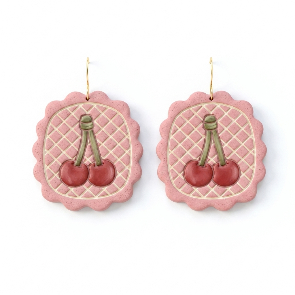 Cherry Cameo Polymer Clay Cutter | 25–45mm Vintage Earring Cutter | IrisCrafts7