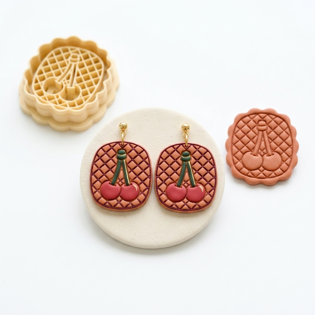 Cherry Cameo Polymer Clay Cutter | 25–45mm Vintage Earring Cutter | IrisCrafts7
