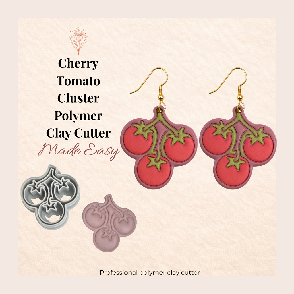 Cherry Tomato Cluster Polymer Clay Cutter 30–50mm | Quirky Food Earring Cutter | IrisCrafts7