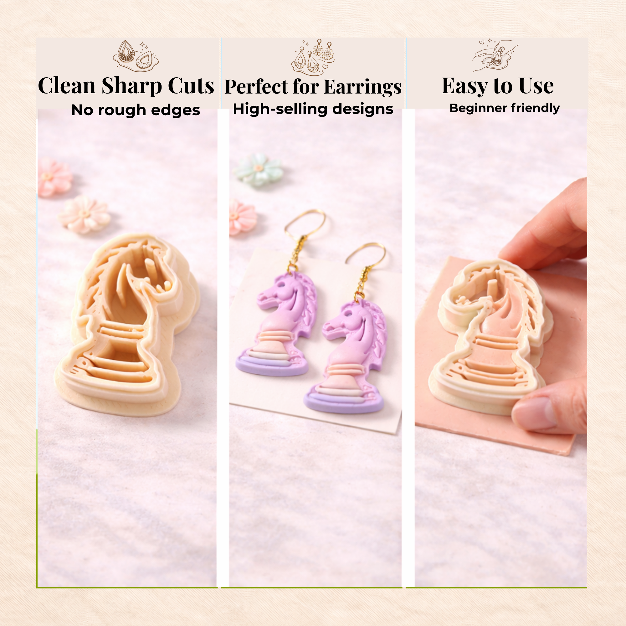 Chess Knight Polymer Clay Cutter 25-45mm | Quirky Jewellery Making | IrisCrafts7