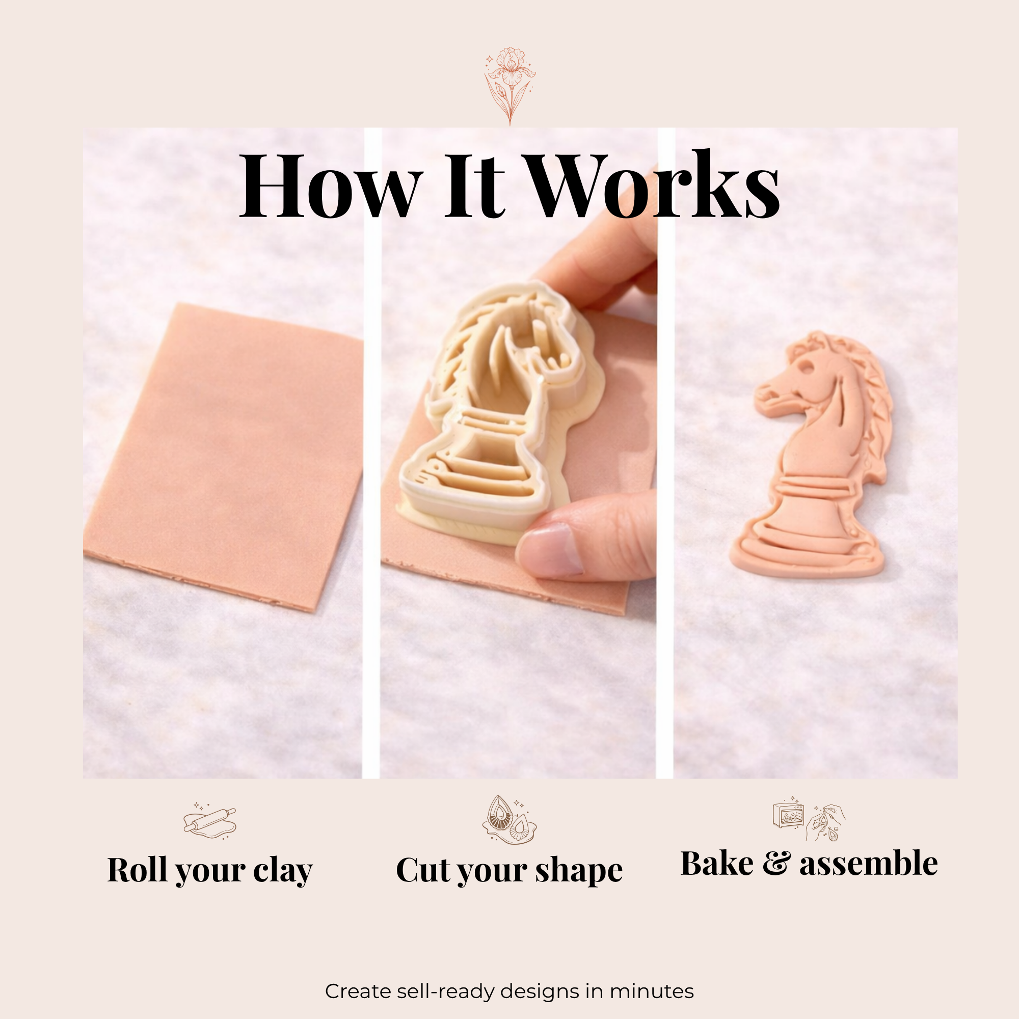 Chess Knight Polymer Clay Cutter 25-45mm | Quirky Jewellery Making | IrisCrafts7