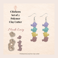 Chickens Set of 2 Polymer Clay Cutters 30–50mm | Farm Animal Earring Cutter | IrisCrafts7