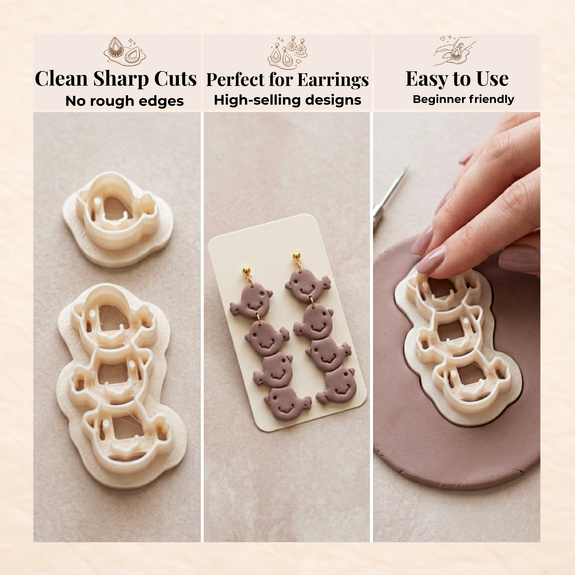 Chickens Set of 2 Polymer Clay Cutters 30–50mm | Farm Animal Earring Cutter | IrisCrafts7