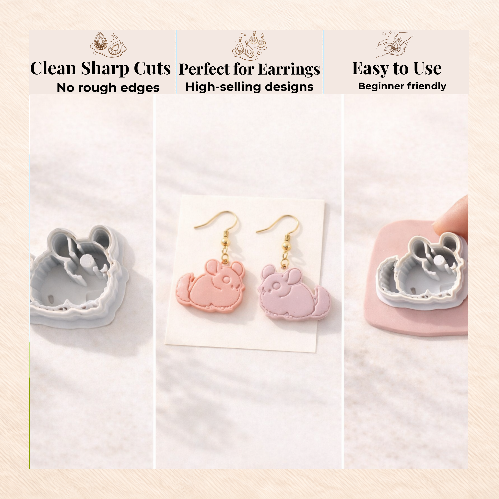 Chinchilla Polymer Clay Cutter 25-45mm | Cute Animal Jewellery | IrisCrafts7
