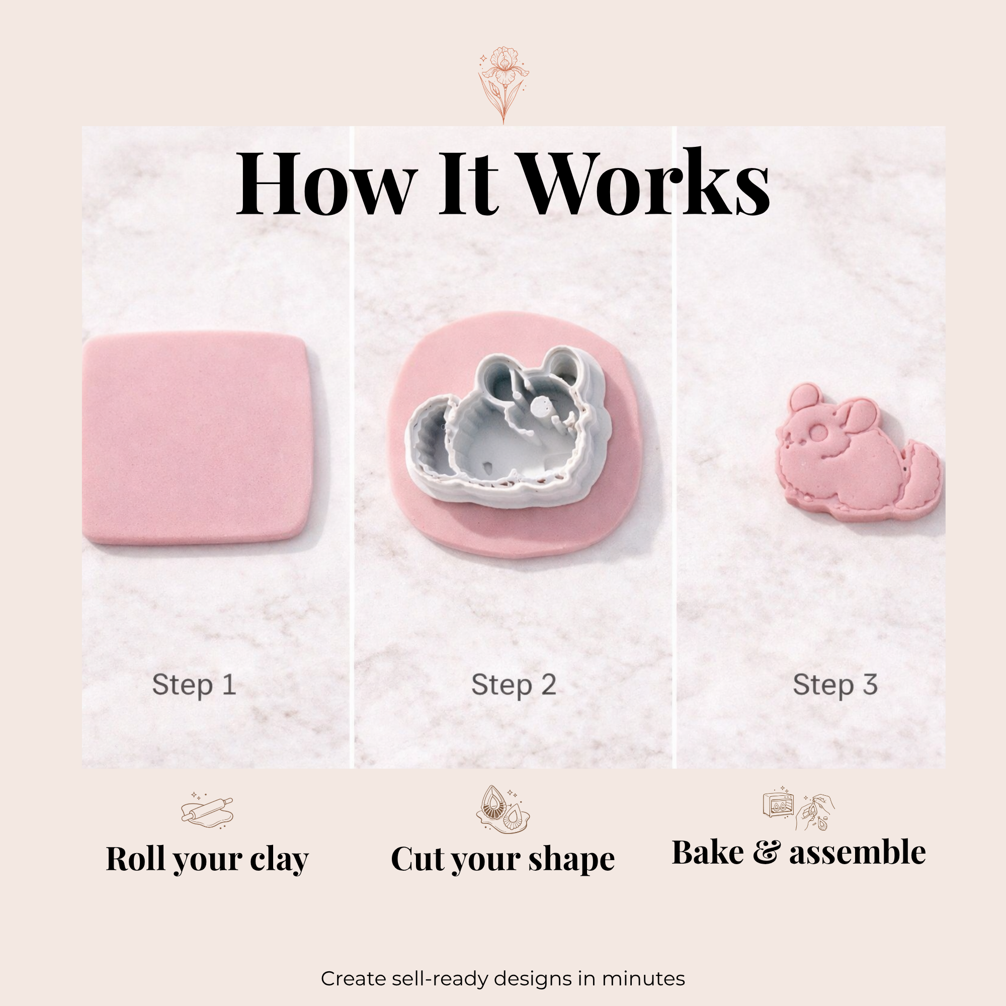 Chinchilla Polymer Clay Cutter 25-45mm | Cute Animal Jewellery | IrisCrafts7