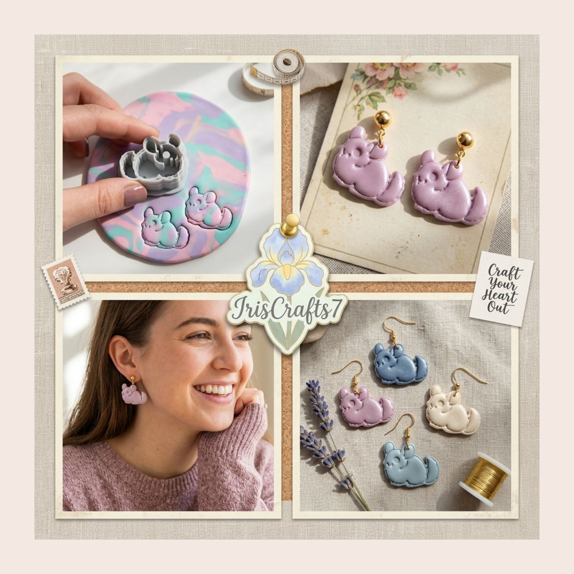 Chinchilla Polymer Clay Cutter 25-45mm | Cute Animal Jewellery | IrisCrafts7