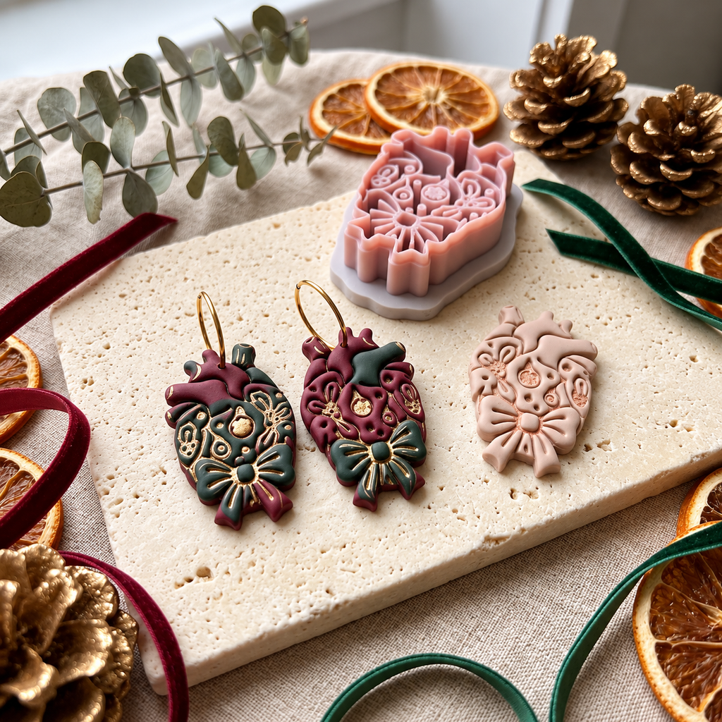 Christmas Anatomical Heart Polymer Clay Cutter | Festive Gothic Earring Tool