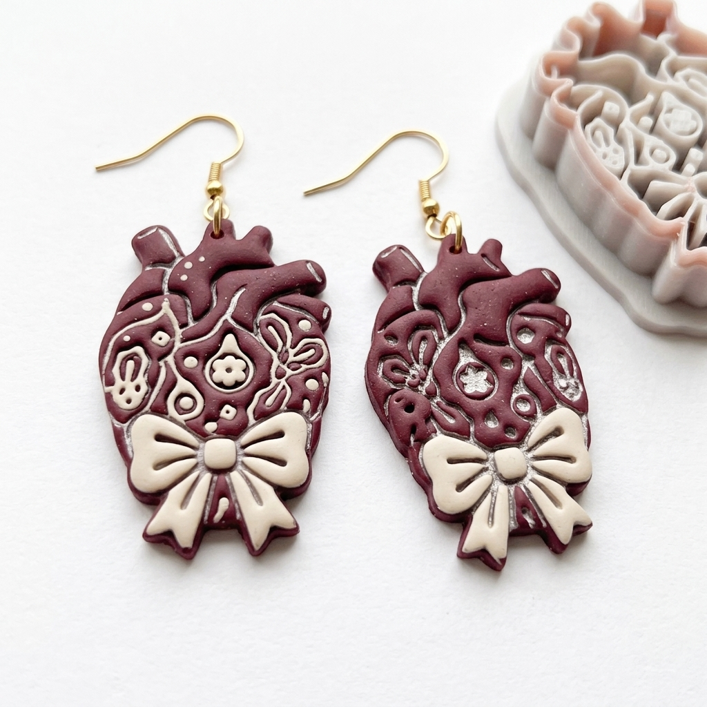 Christmas Anatomical Heart Polymer Clay Cutter | Festive Gothic Earring Tool