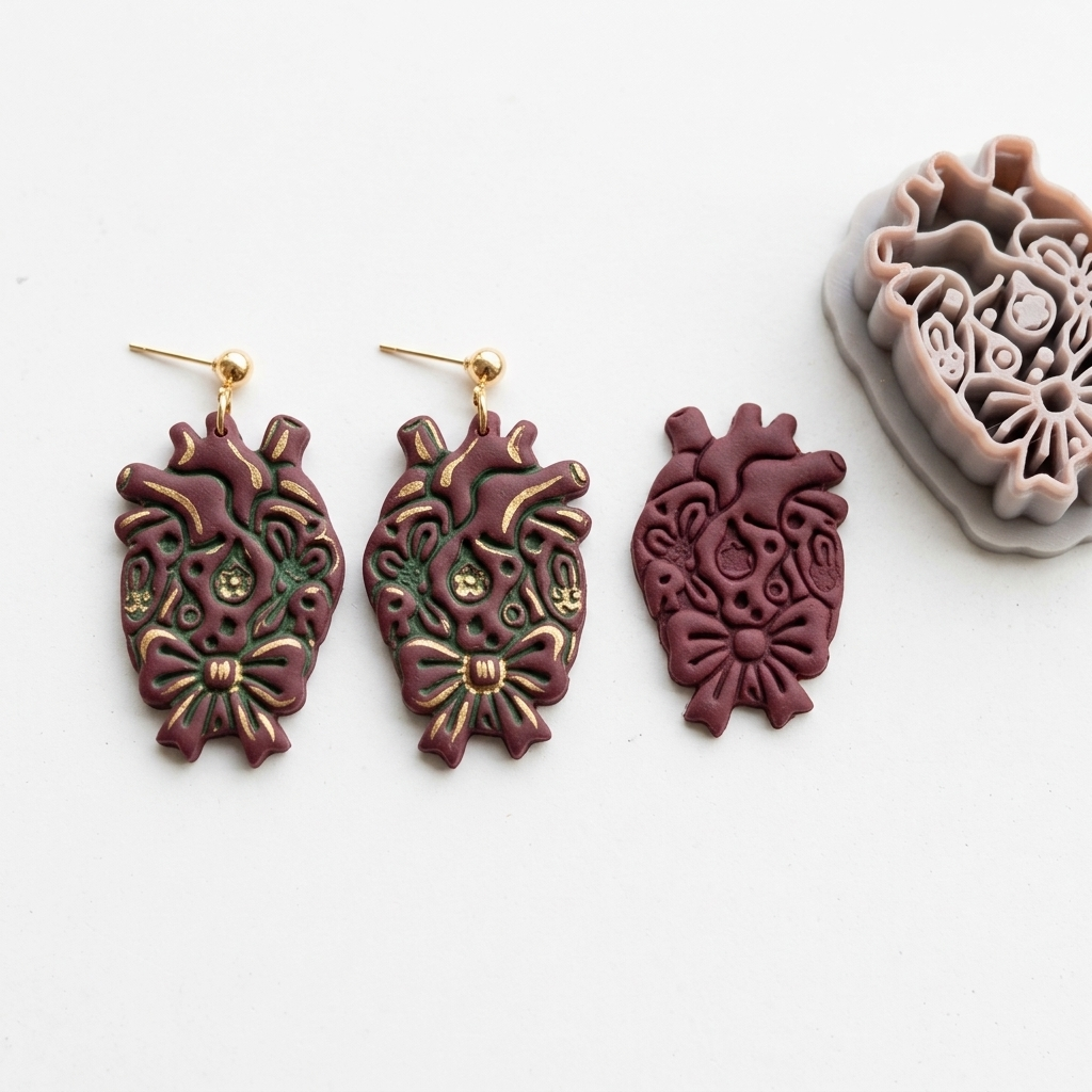 Christmas Anatomical Heart Polymer Clay Cutter | Festive Gothic Earring Tool
