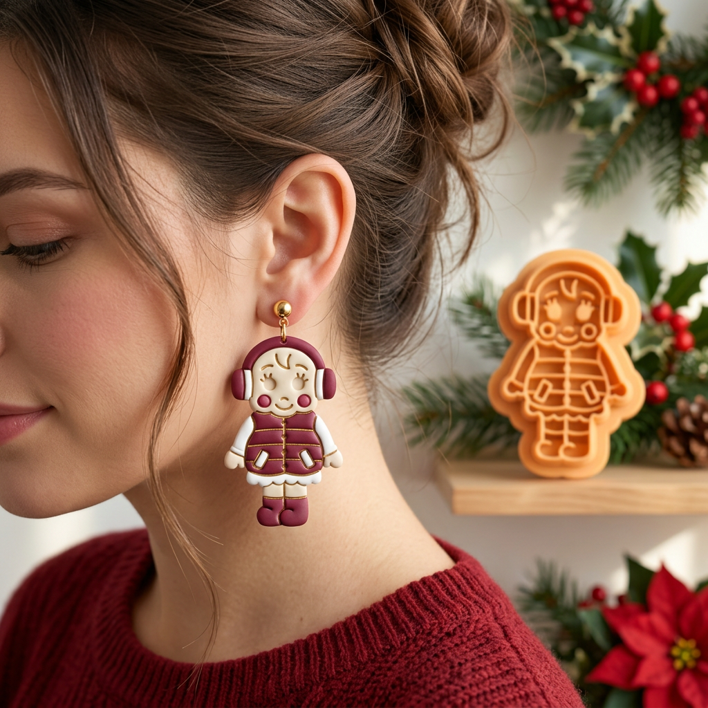 Christmas Baby Girl 2 Polymer Clay Cutter | Festive Earring Tool
