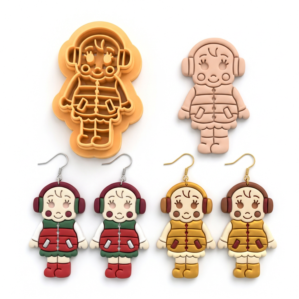 Christmas Baby Girl 2 Polymer Clay Cutter | Festive Earring Tool