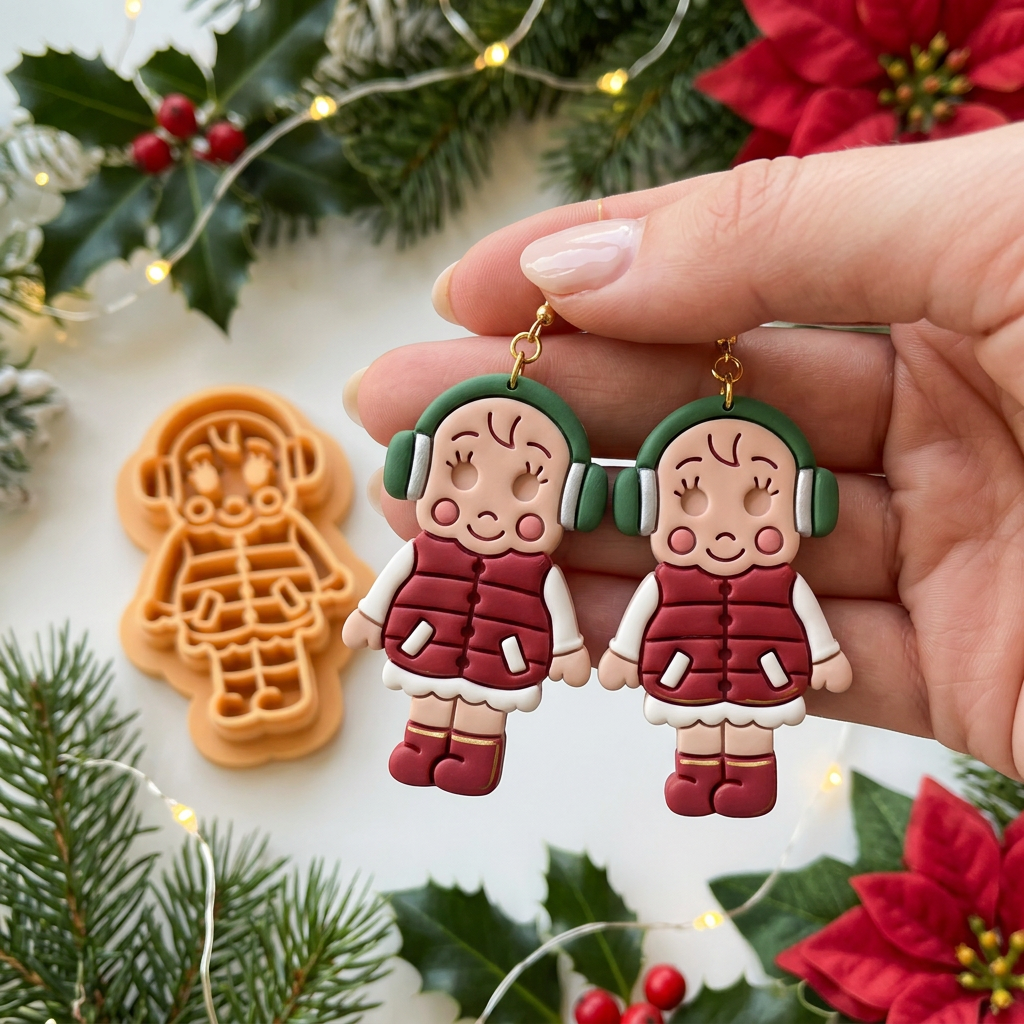 Christmas Baby Girl 2 Polymer Clay Cutter | Festive Earring Tool