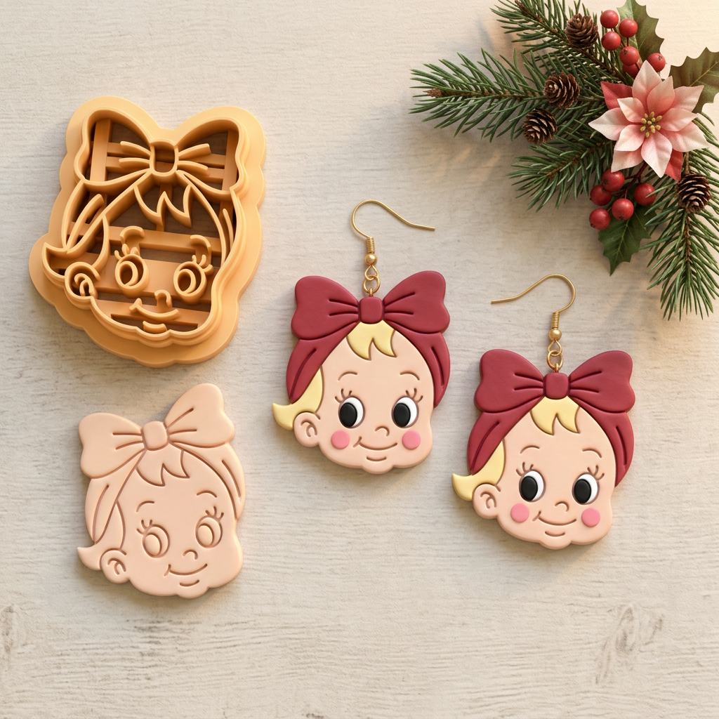 Christmas Baby Girl 3 Polymer Clay Cutter | Festive Earring Tool