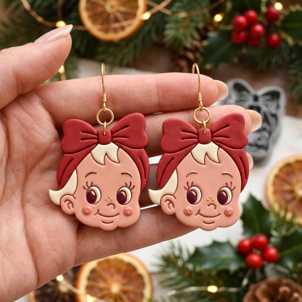 Christmas Baby Girl 3 Polymer Clay Cutter | Festive Earring Tool