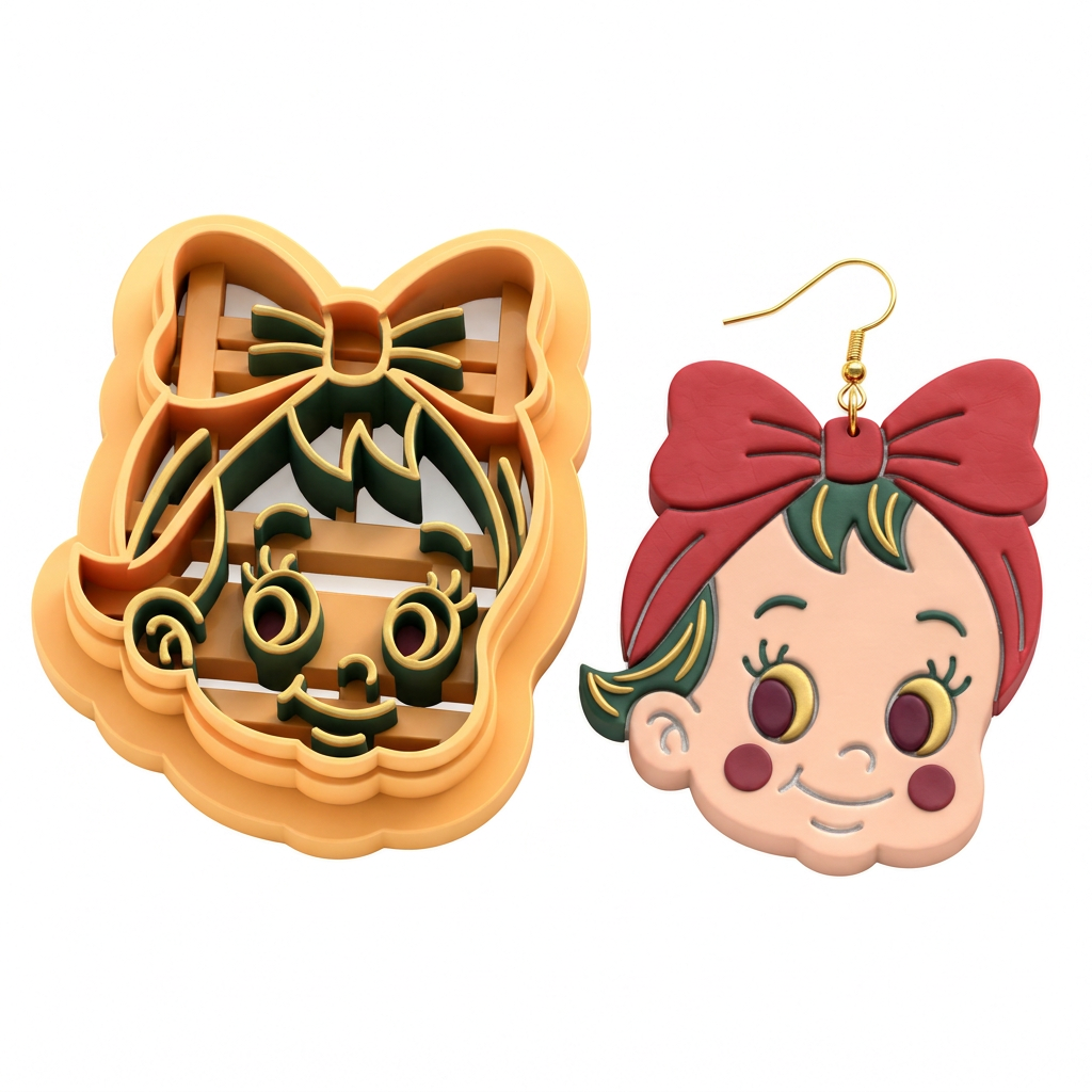 Christmas Baby Girl 3 Polymer Clay Cutter | Festive Earring Tool
