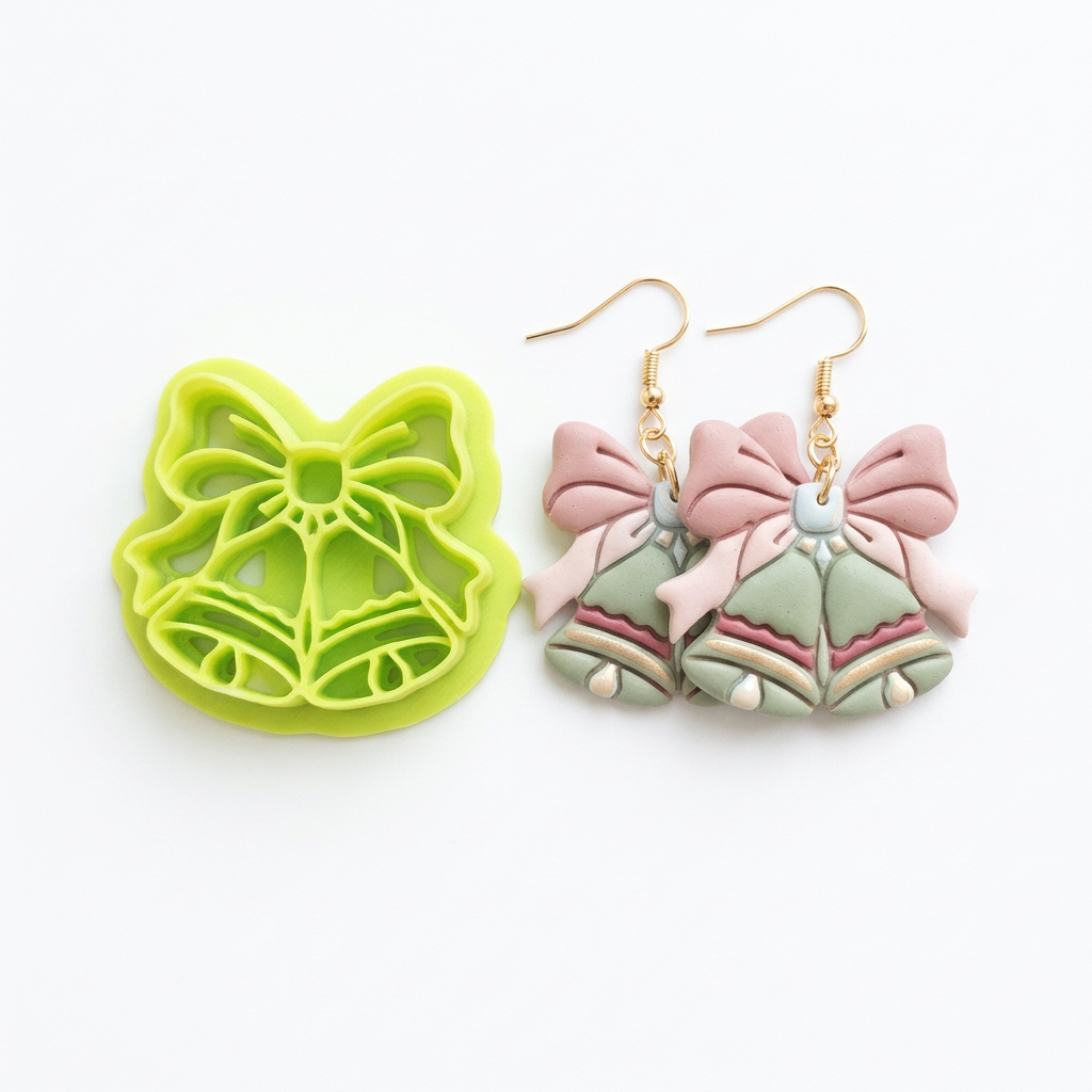 Christmas Bells Bow Polymer Clay Cutter | Festive Earring Tool