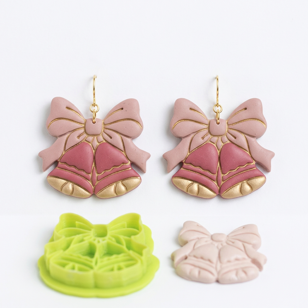 Christmas Bells Bow Polymer Clay Cutter | Festive Earring Tool