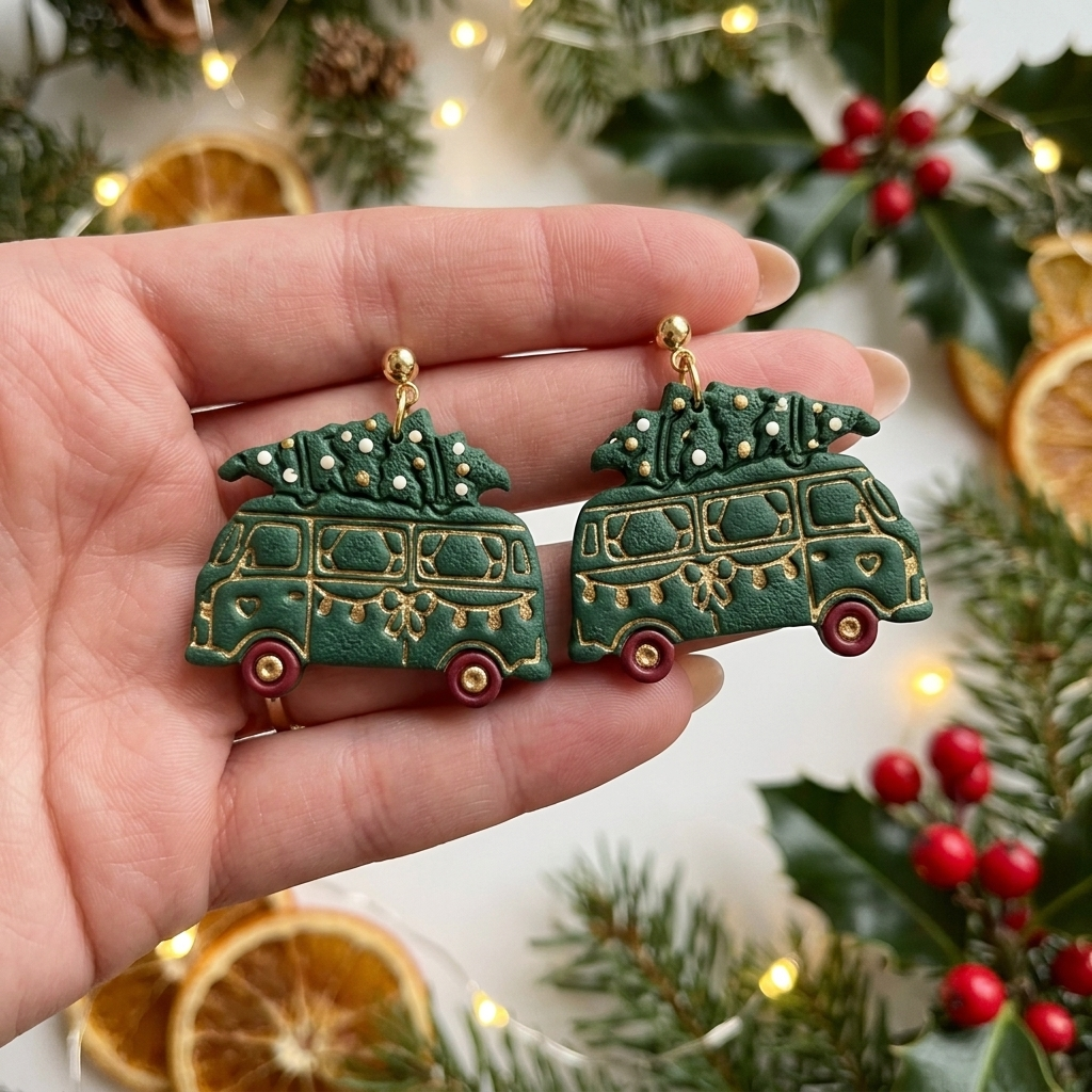 Christmas Camper Van Polymer Clay Cutter | Festive Earring Tool