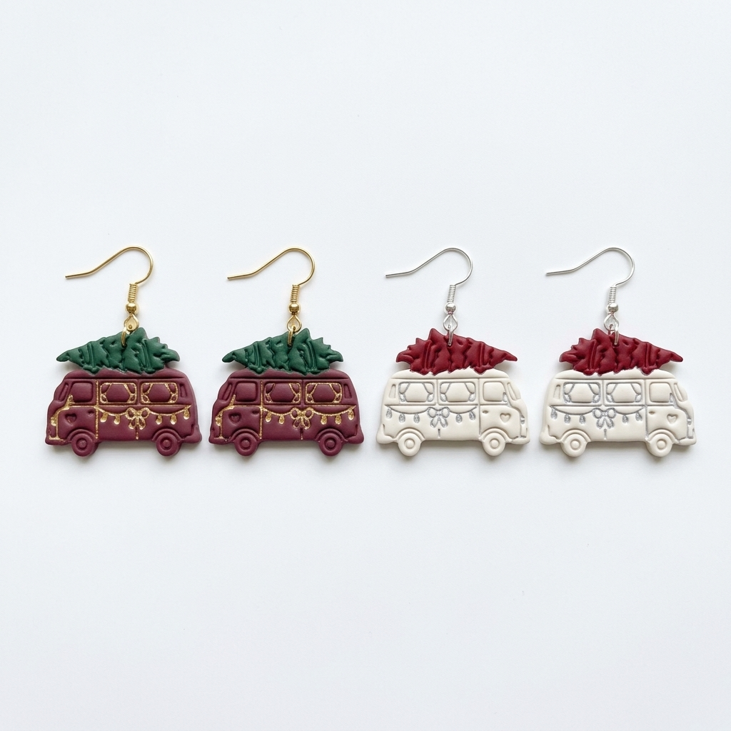Christmas Camper Van Polymer Clay Cutter | Festive Earring Tool