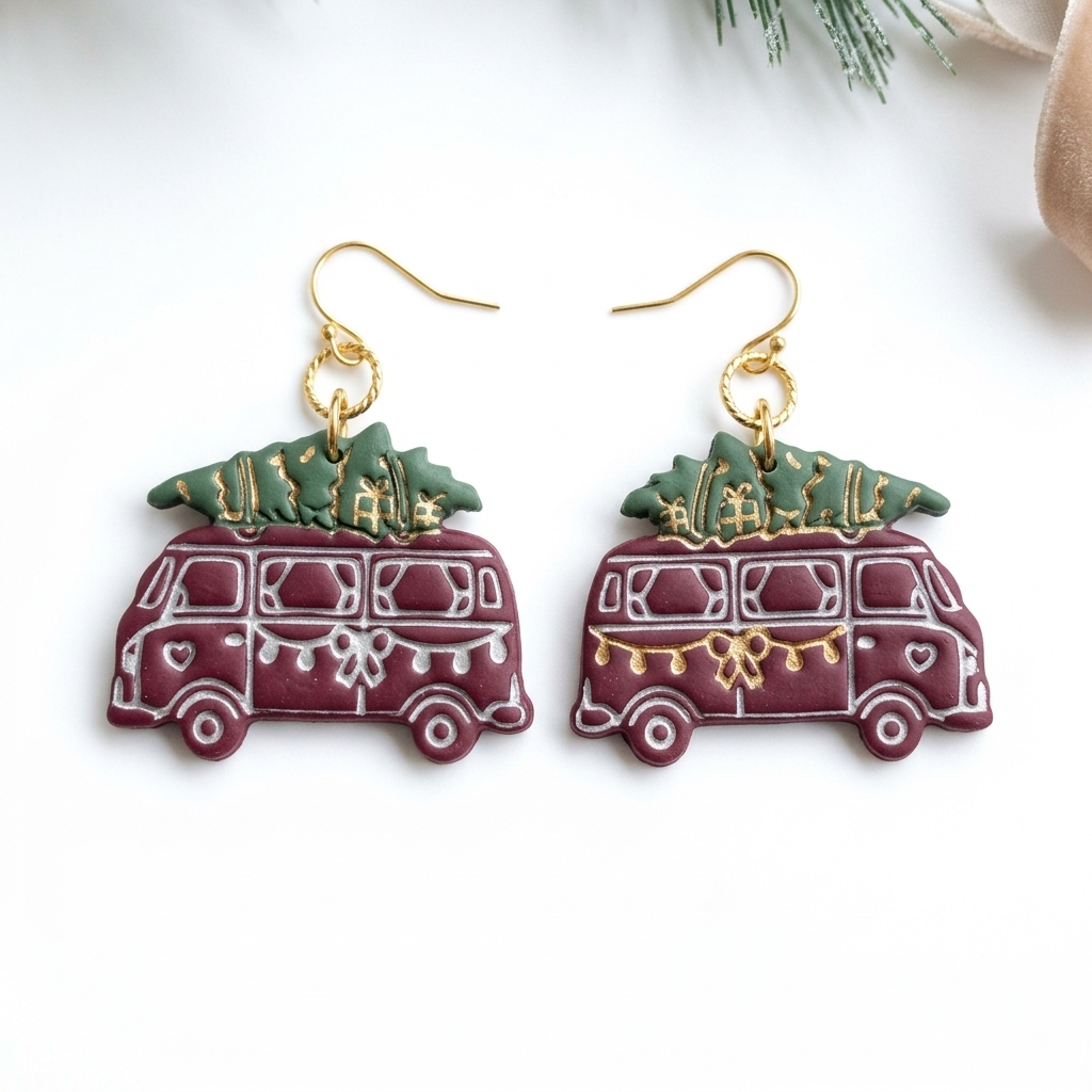 Christmas Camper Van Polymer Clay Cutter | Festive Earring Tool