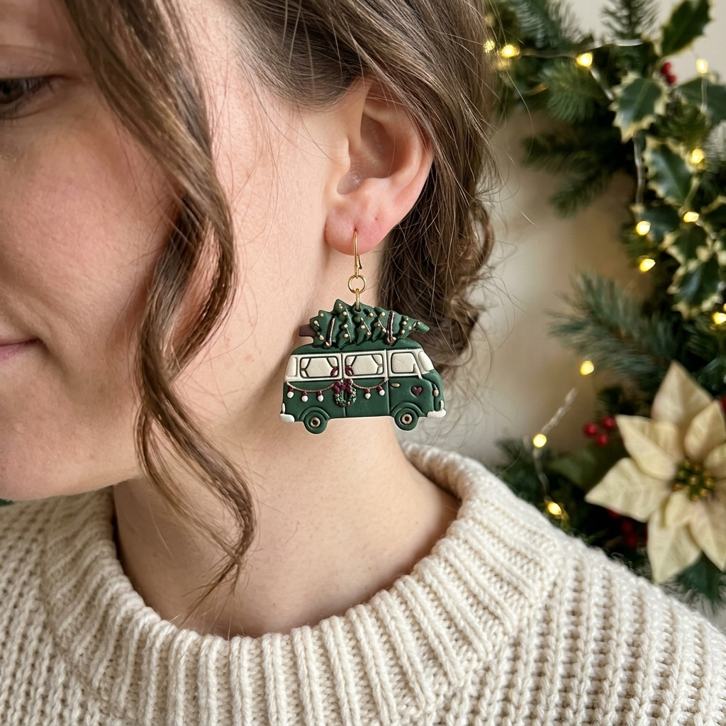 Christmas Camper Van Polymer Clay Cutter | Festive Earring Tool