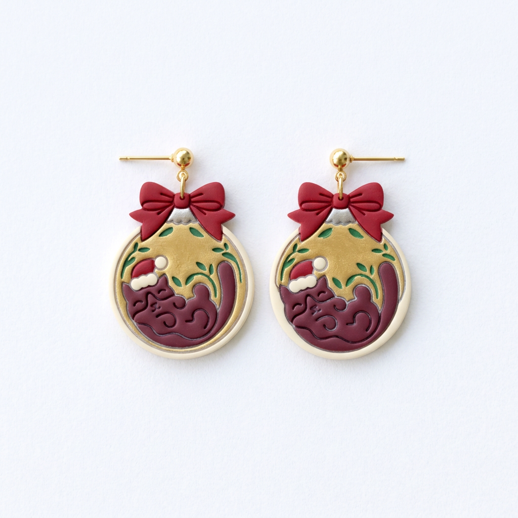 Christmas Cat Ornament Polymer Clay Cutter | Cute Festive Earring Tool
