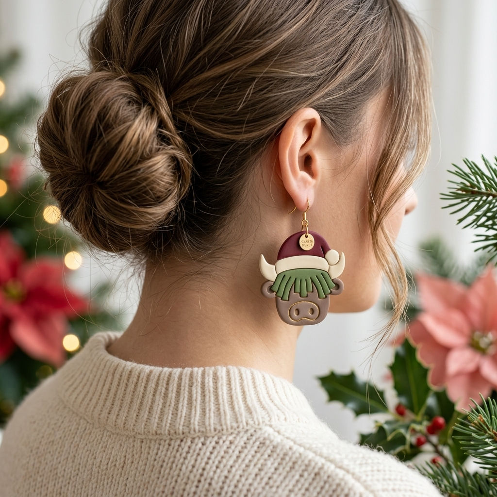 Christmas Cow 3 Polymer Clay Cutter | Festive Earring Tool
