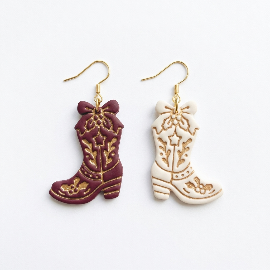Christmas Cowboy Boot Polymer Clay Cutter | Festive Western Earring Tool