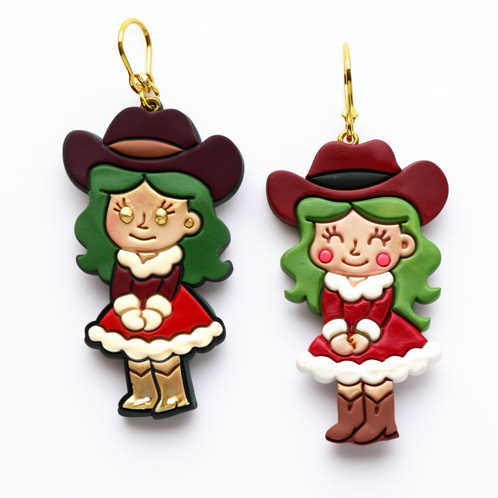 Christmas Cowboy Girl Polymer Clay Cutter | Festive Western Earring Tool