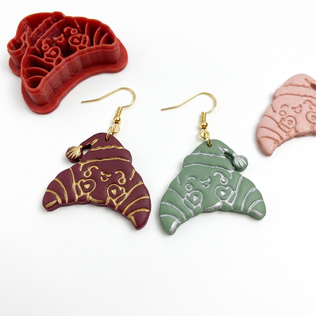 Christmas Croissant Polymer Clay Cutter | Festive Foodie Earring Tool