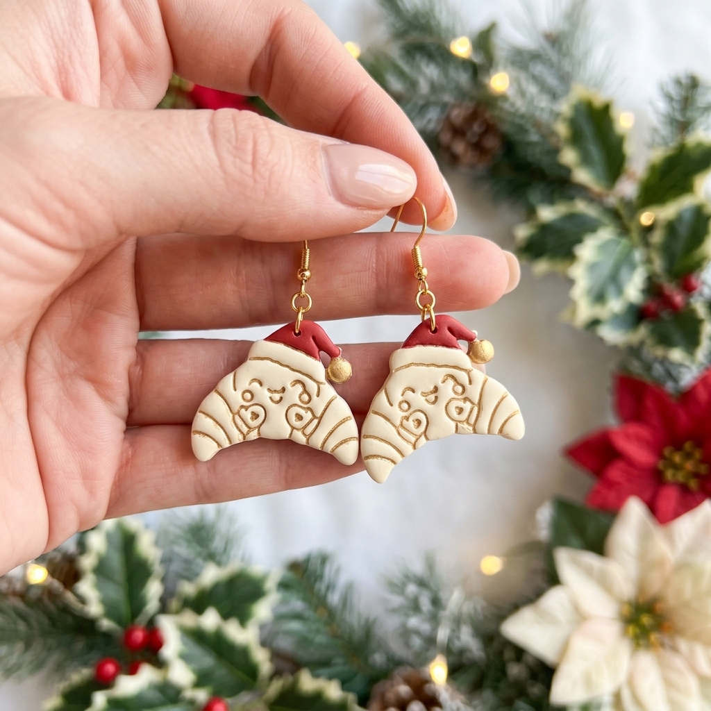 Christmas Croissant Polymer Clay Cutter | Festive Foodie Earring Tool
