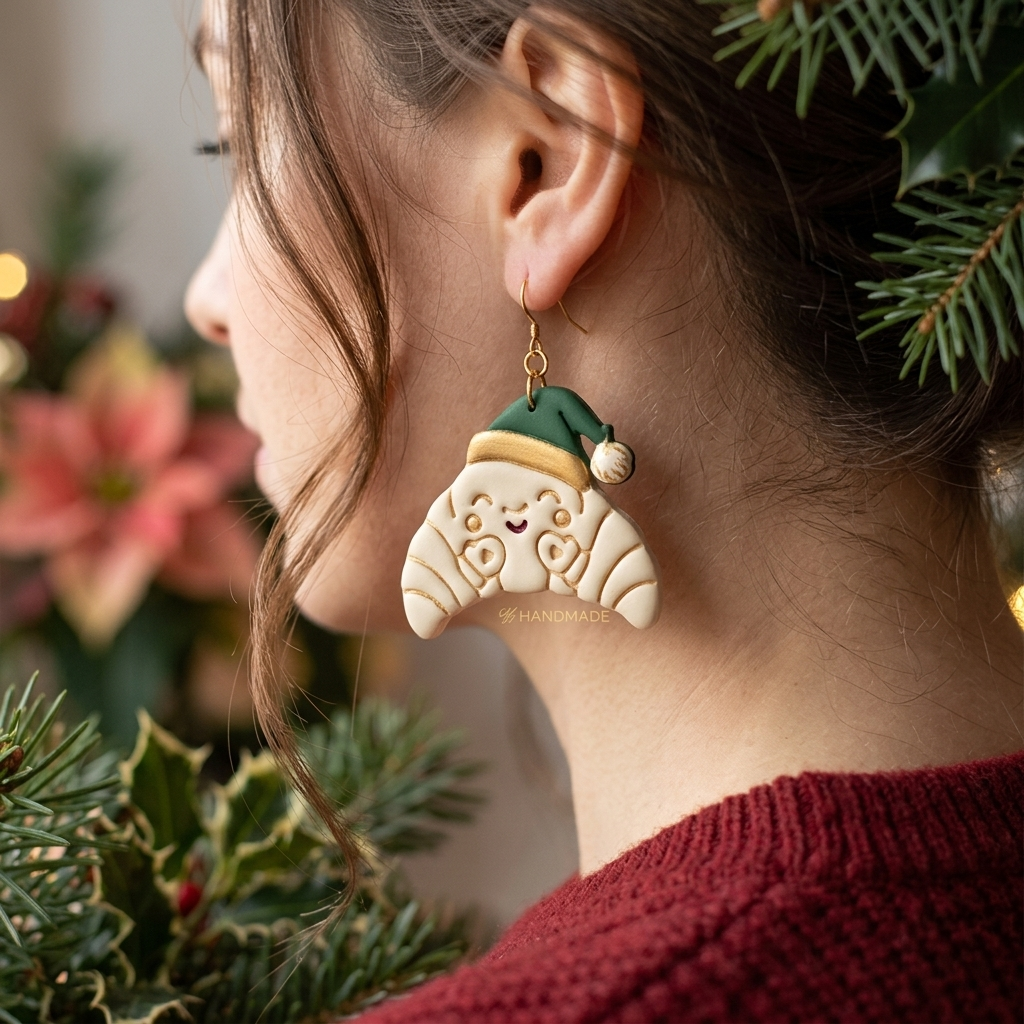 Christmas Croissant Polymer Clay Cutter | Festive Foodie Earring Tool