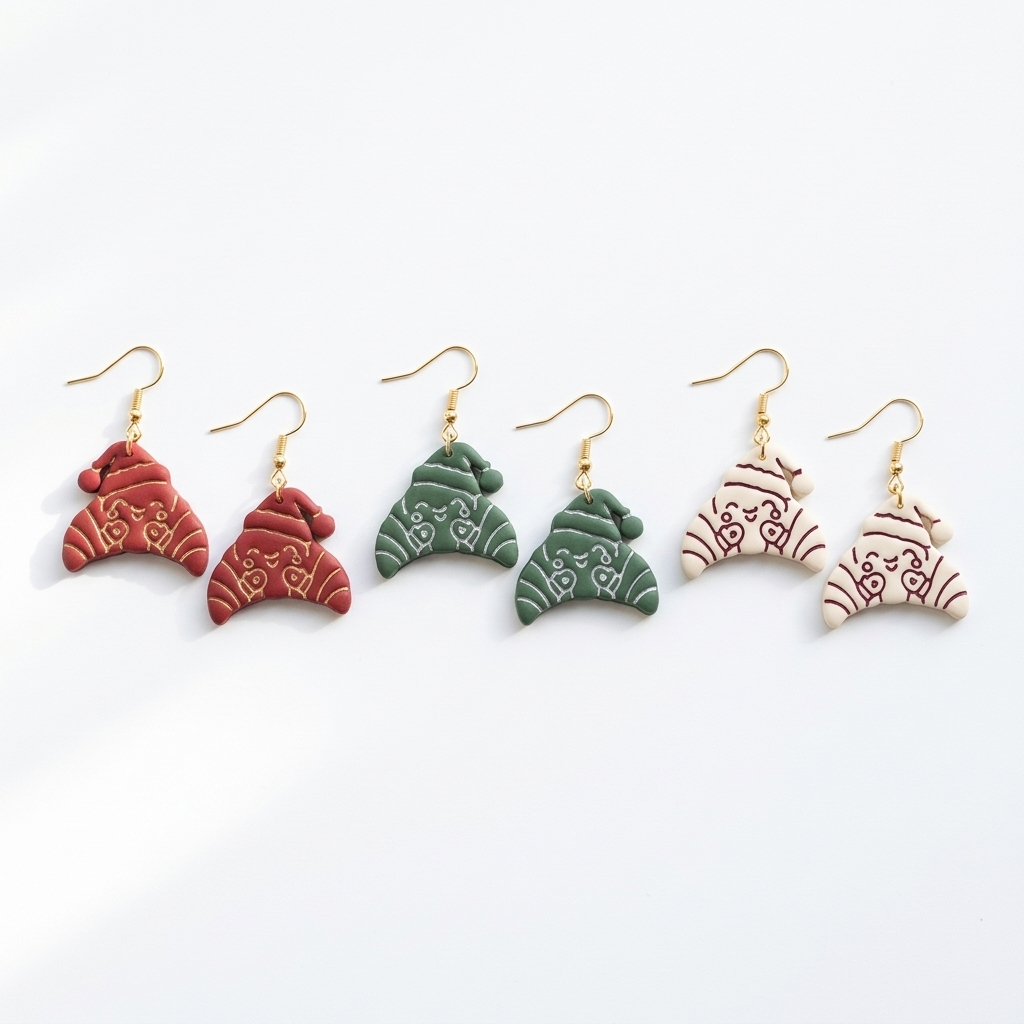 Christmas Croissant Polymer Clay Cutter | Festive Foodie Earring Tool