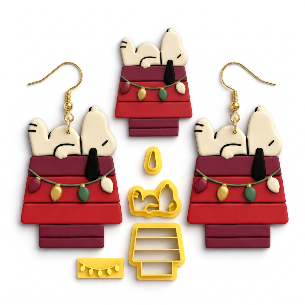 Christmas Dog Polymer Clay Cutter Set | Festive Dog Earring Tool