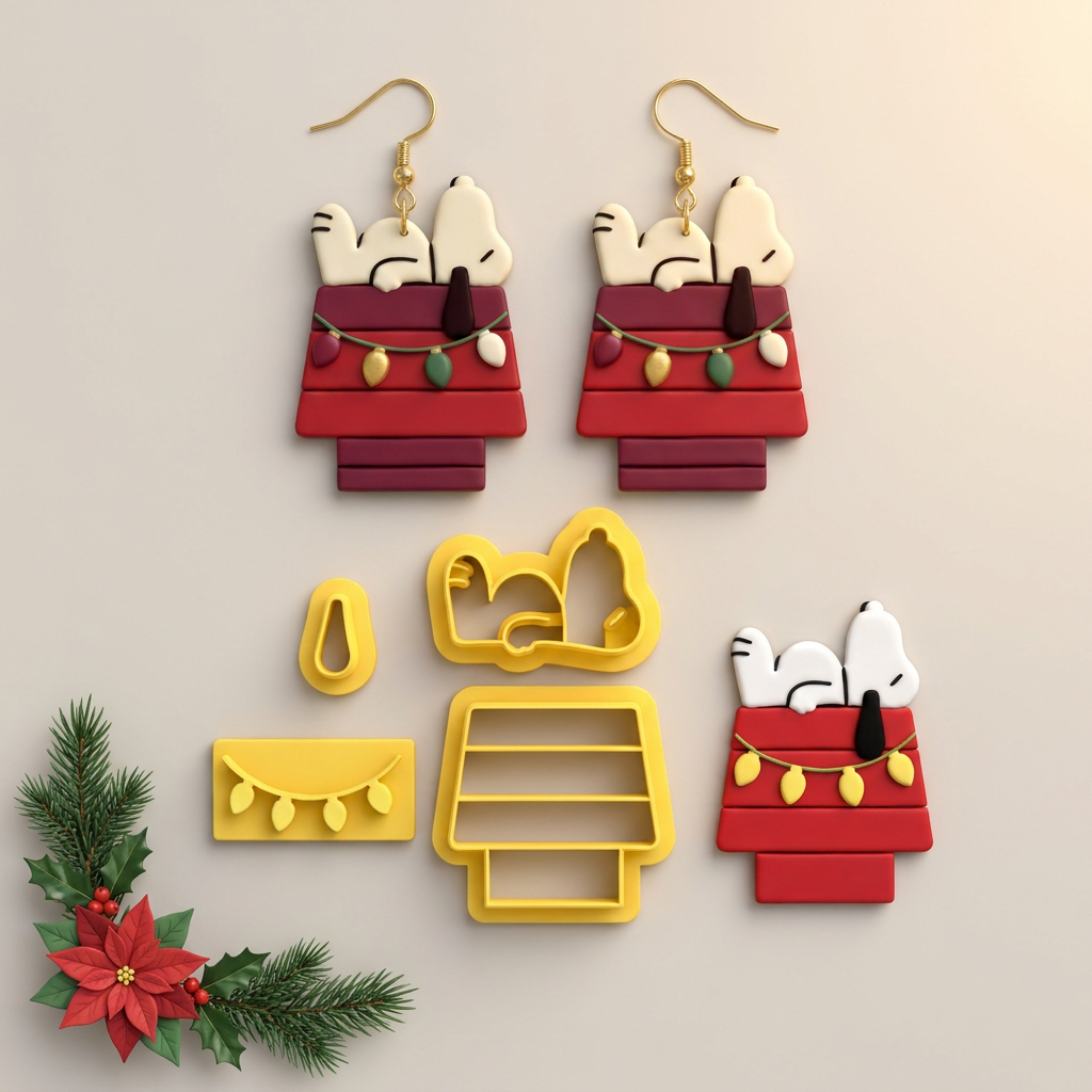 Christmas Dog Polymer Clay Cutter Set | Festive Dog Earring Tool