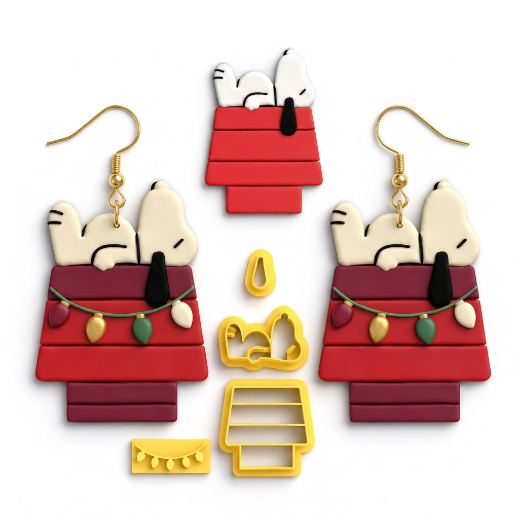 Christmas Dog Polymer Clay Cutter Set | Festive Dog Earring Tool