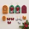 Christmas Door with Wreath and Dog Set Polymer Clay Cutter | Festive Tool