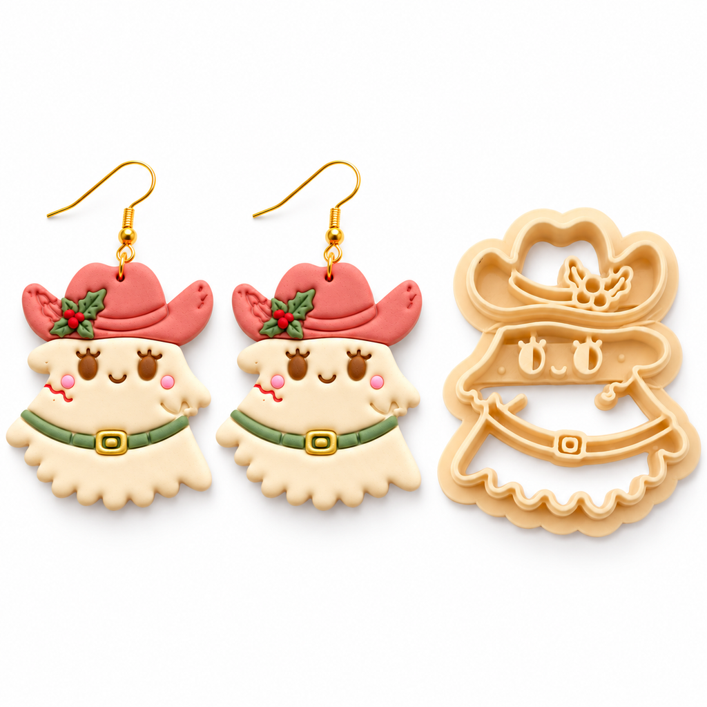 Christmas Ghost with Hat Polymer Clay Cutter | Festive Earring Tool
