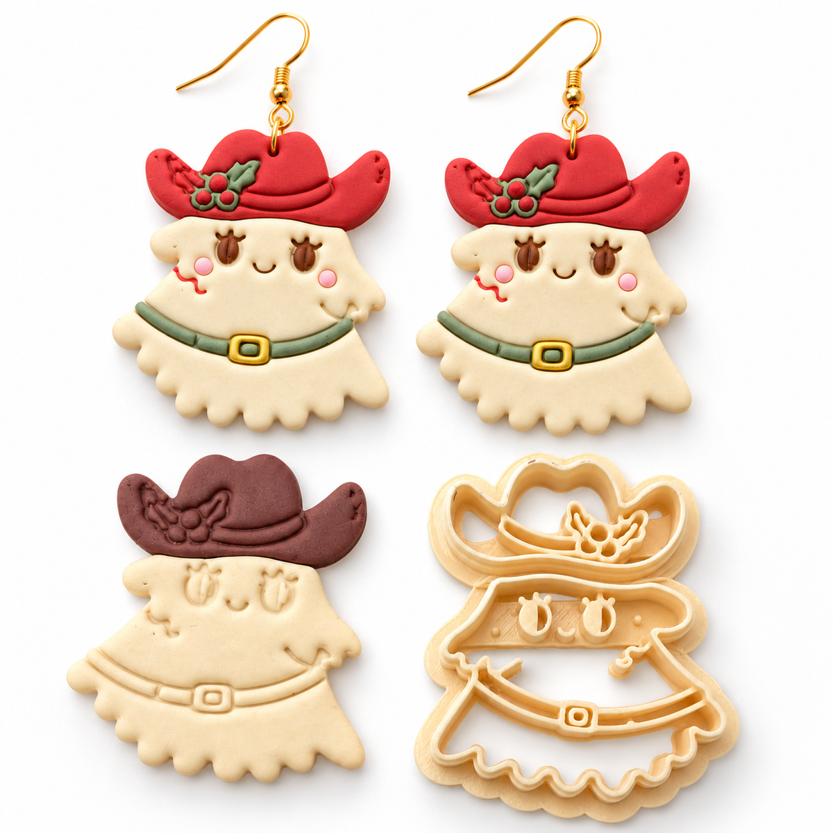 Christmas Ghost with Hat Polymer Clay Cutter | Festive Earring Tool