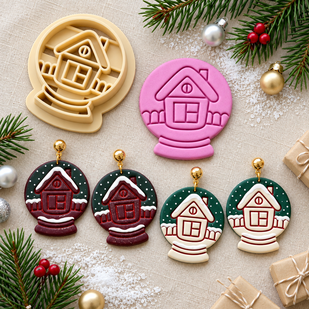 Christmas Globe Polymer Clay Cutter | Festive Earring Tool