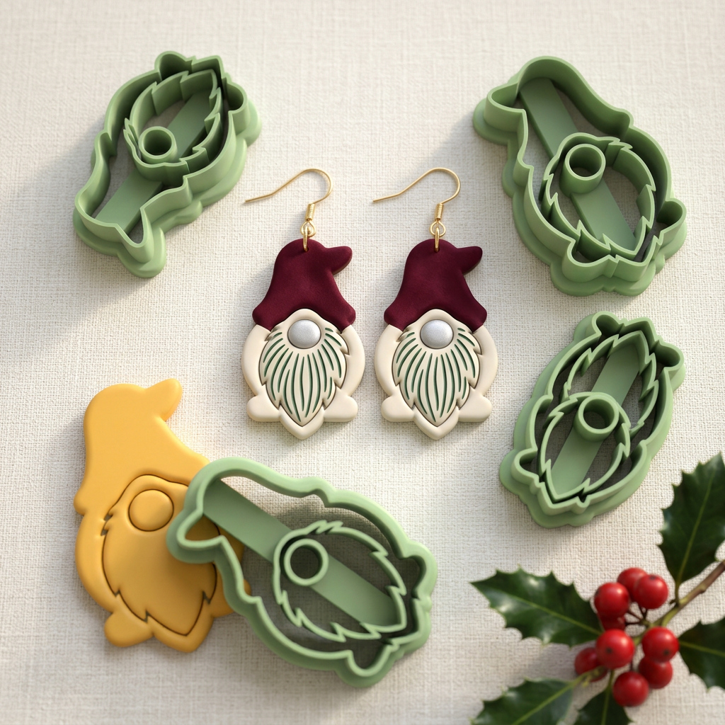 Christmas Gnome Polymer Clay Cutter | Cute Festive Earring Tool