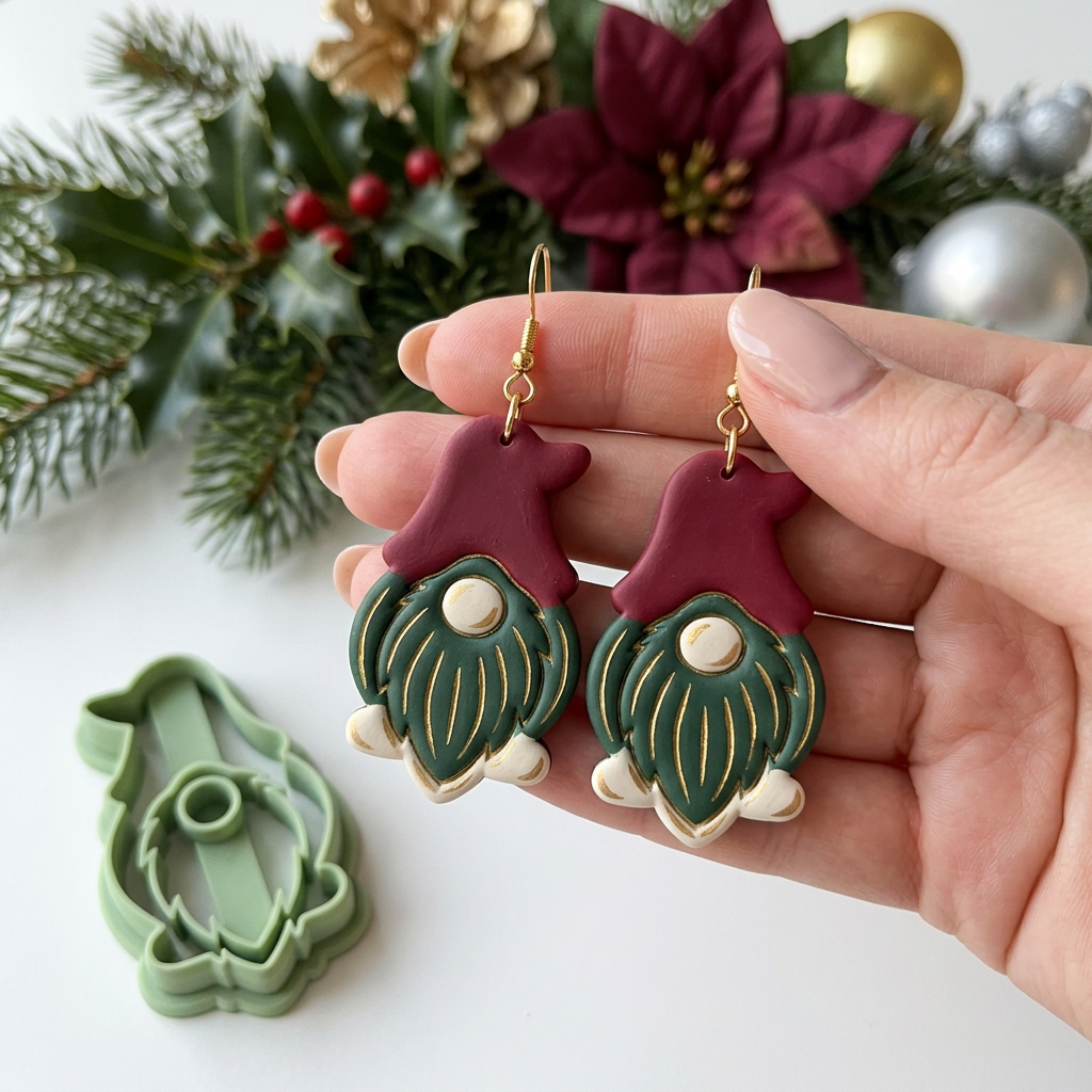 Christmas Gnome Polymer Clay Cutter | Cute Festive Earring Tool