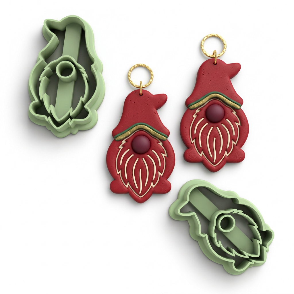 Christmas Gnome Polymer Clay Cutter | Cute Festive Earring Tool